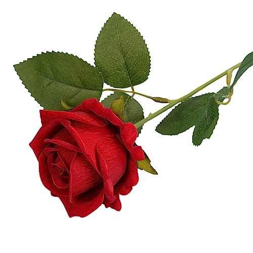 Wambere 10 Stück Rosen Künstliche Blumen,51 cm Single Long Stem Fake Rose Seide Braut Hochzeitsstrauß Realistische Blume RosenStrauß,für Hochzeitsdekoration Partydekoration Heimdekoration,Rot von Wambere