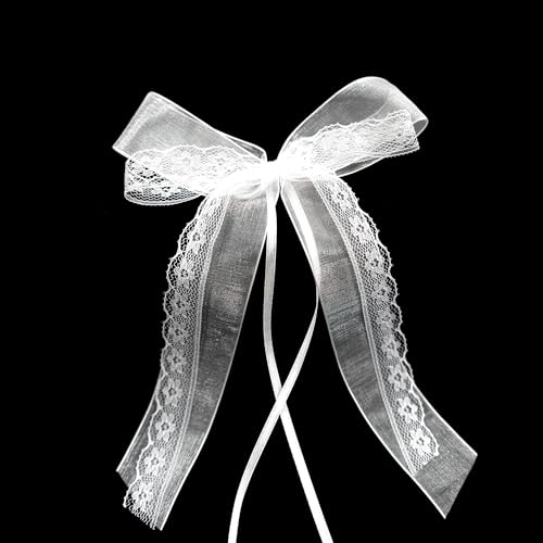 Wambere 10 Stück Spitzenschleife Weiß Hochzeit Autoschleifen Autoschmuck Antennenschleifen Hochzeitsschleifen Zierschleife Dekorative Schleife für Auto Hochzeit Party Geburtstag Geschenverpackung, von Wambere