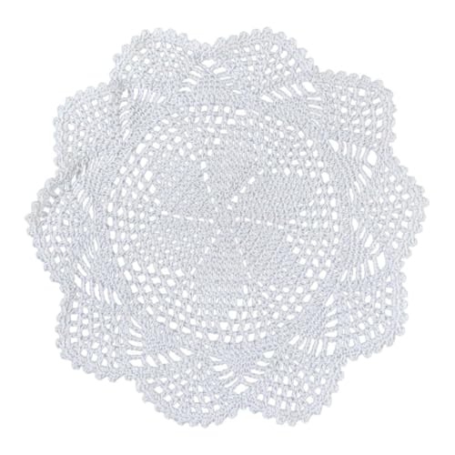 Wambere 2 Stück 30cm Tischsets Spitzendeckchen Handgefertigt Häkelspitze Tischsets Baumwolle Tischmatte Platzsets Rund Platzset Platzdeckchen Vintage Untersetzer Tischdekoration Heimdekoration,Weiß von Wambere