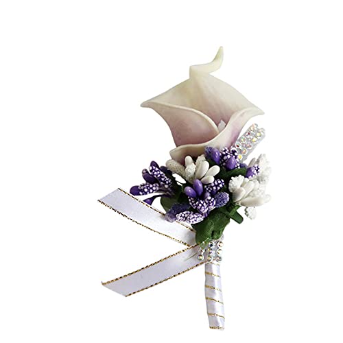 Wambere 2 Stück Boutonniere,Hochzeit Boutonniere Blumen,Hochzeit Zubehör Künstliche Ansteckblume Bräutigam Hochzeitsanstecker mit Schleife & Clip für Braut Brautjungfer Gäste Herren Damen Party,Lila von Wambere