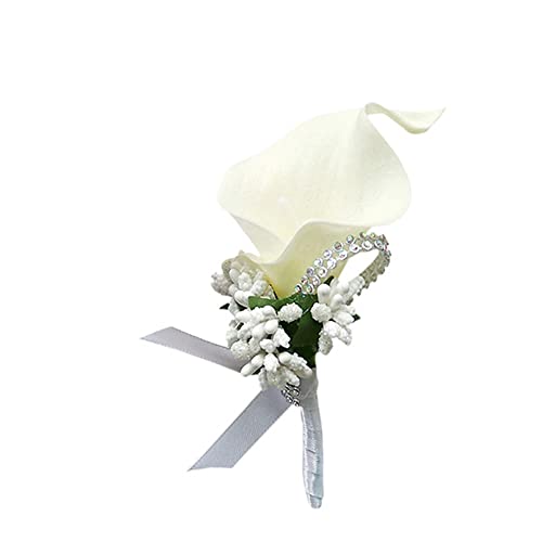 Wambere 2 Stück Boutonniere,Hochzeit Boutonniere Blumen,Hochzeit Zubehör Künstliche Ansteckblume Bräutigam Hochzeitsanstecker mit Schleife & Clip für Braut Brautjungfer Gäste Herren Damen Party,Creme von Wambere