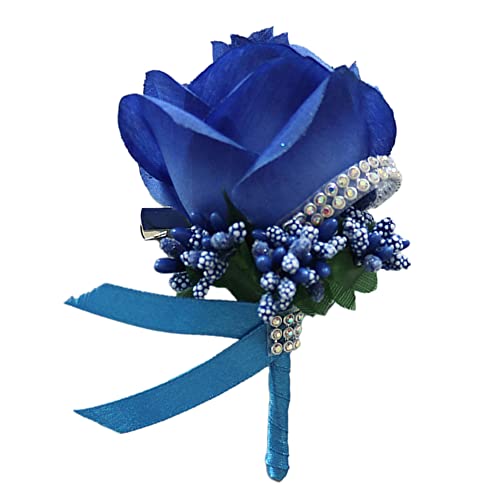 Wambere 2 Stück Hochzeit Boutonniere Blumen,Boutonniere,Hochzeit Zubehör Künstliche RosenAnsteckblume Bräutigam Hochzeitsanstecker mit Clip für Braut Brautjungfer Gäste Herren Damen Party,Königsblau von Wambere