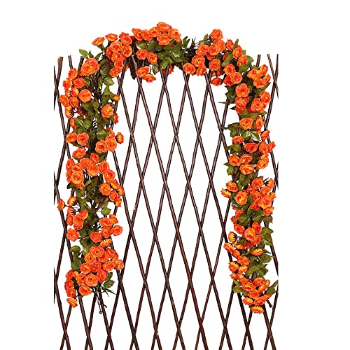 Wambere 2 Stück Künstliche Rosen Girlande Blumengirlande Kunstblumen Seidenblumen Blumen Rose Hängend Rebe für Hochzeit Party Garten Dekor,Rosen Girlanden Vintage,Rosen Blumen Girlande 180cm,Orange von Wambere