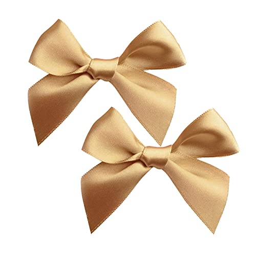 Wambere 20 STK Satin Band Deko Schleifen Fertigschleife Geschenkschleifen, Satinband Schleifen für DIY Hochzeit Valentinstag Baby Shower Weihnachten Dekoration Kartenherstellung Verzierungen,Gold von Wambere