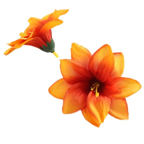 Wambere 30 Stück Durchmesser 9cm Künstliche Blumenköpfe Kunstblumenköpfe Künstliche Blume Künstliche Lilienblütenköpfe Kunstseidenblumen für DIY Kunsthandwerk Hochzeit Party Dekoration,Orange von Wambere