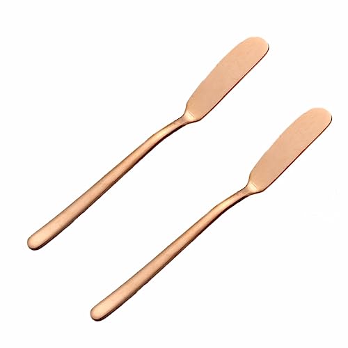 Wambere 4 Stück 16,5 cm × 1,8 cm Edelstahl Buttermesser Buttermesser mit langem Griff Tafelmesser käsemesser-Set Käsemesser Frühstücksmesser Messer Butter Knife,für Käse Torten Brot Dessert,Roségold von Wambere