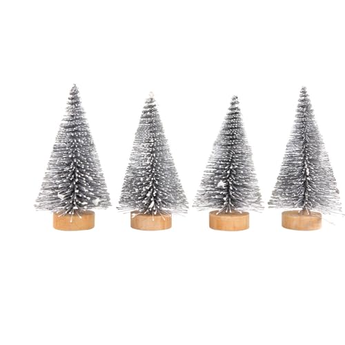 Wambere 4 Stück 4.5cm × 10.5cm Künstlicher Mini Weihnachtsbaum Miniatur Tannenbaum Desktop Dekorationen Winterdekorationen Christmas Ornaments Weihnachtsschmuck Weihnachtsdekorationen,Silber B von Wambere