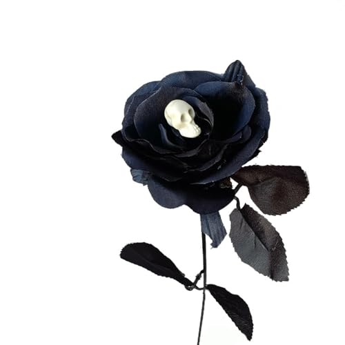 Wambere 5 Stück Halloween künstliche Rosen Gothic Fake Rose Flowers Realistische Einzelne Langstielige Seidenrosenstrauß Für Partyarrangements Home Garten Wohnzimmer Halloween Deko,Schwarz von Wambere