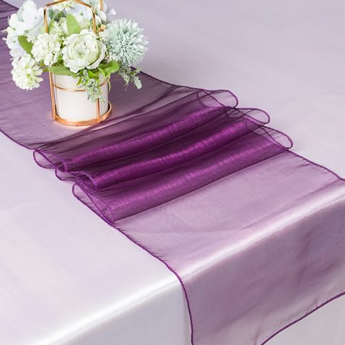 Wambere 5 Stück Organza Tischläufer,30cmx275cm Zartes Tischband,Table Runner Tischdeko für Esszimmer Party Urlaub Dekoration Hochzeit Festliche Dekoration zu besonderen Anlässen Deko,Helles Lila von Wambere