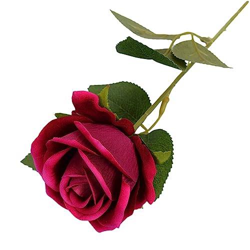 Wambere 5 Stück Rosen Künstliche Blumen,51 cm Single Long Stem Fake Rose Seide Braut Hochzeitsstrauß Realistische Blume RosenStrauß,für Hochzeitsdekoration Partydekoration Heimdekoration,Rosenrot von Wambere