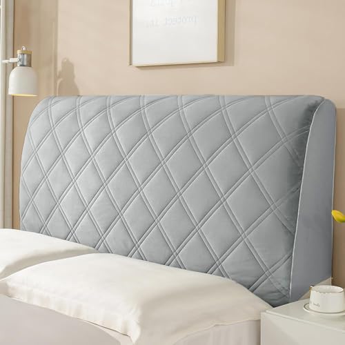 Wambere Bettkopfteil Hussen - Kopfteilbezug für Bett Rückwand - Staubdichte Stretch Abdeckung - Polster Rückenlehne Bezug, Hellgrau B, 210cm Wambere Bettkopfteil Hussen - Kopfteilbezug für Bett Rückwand - Staubdichte Stretch Abdeckung - Polster Rückenlehne Bezug, Hellgrau B, 210cm von Wambere