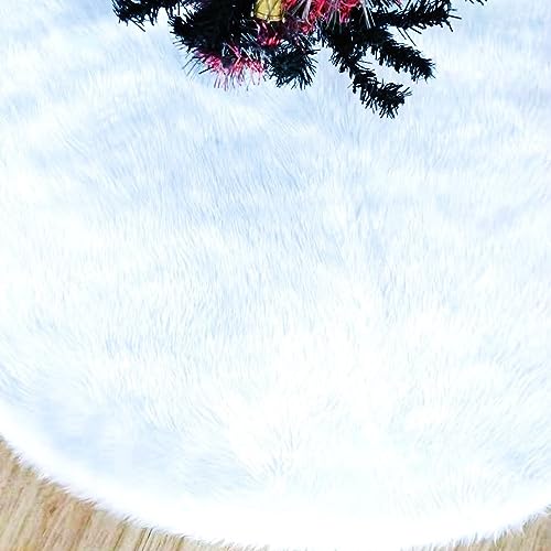 Wambere Plüsch Weihnachtsbaum Rock Teppich Weihnachten Rund Weihnachtsbaumständerhüllen Weihnachtsbaumdecke Christbaumdecke Weihnachtsbaumschmuck Christbaumschmuck Weihnachtsschmuck,Weiß A,78cm von Wambere