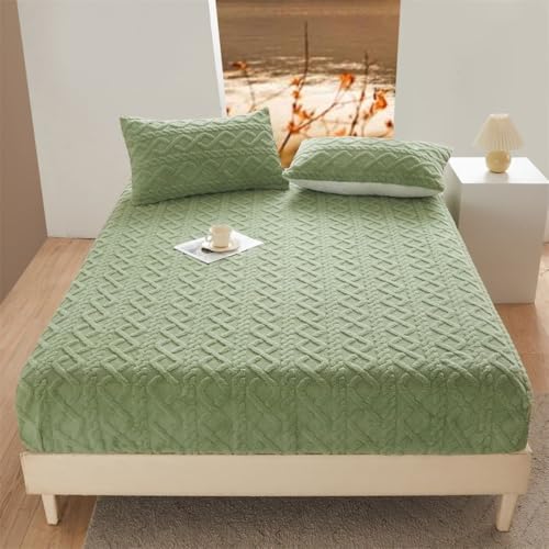 Wambere Tagesdecke Steppdecke Bettüberwurf Gesteppte Tagesdecke Korallenvlies Schutzhülle rutschfest Bettlaken Schutzabdeckung Spannbettlaken Matratzenbezug Bedspread Bed Cover,Grün,90x200cm von Wambere