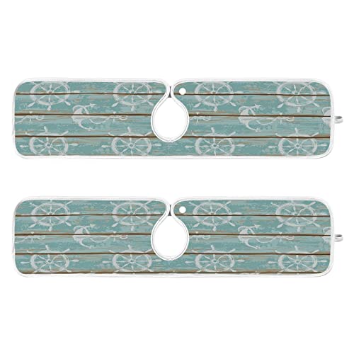 Anchor Wasserfangmatte mit nautischem Thema, 2 Stück, blau, türkis, Holzdruck, Abtropfmatte, saugfähig, Badezimmerarmatur, Griff, Tropffänger, Bar, Küchenspüle, Spritzschutz 58 x 12,7 cm Anchor Wasserfangmatte mit nautischem Thema, 2 Stück, blau, türkis, Holzdruck, Abtropfmatte, saugfähig, Badezimmerarmatur, Griff, Tropffänger, Bar, Küchenspüle, Spritzschutz 58 x 12,7 cm von Wamika