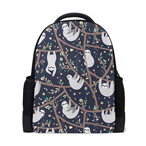 Baby Faultier Baum Reise Laptop Rucksack Schule Buch Tasche Blumen Blätter Laub Freizeit Daypack Outdoor Business Wanderrucksäcke Camping Schultertaschen für Studenten Frauen Herren von Fender