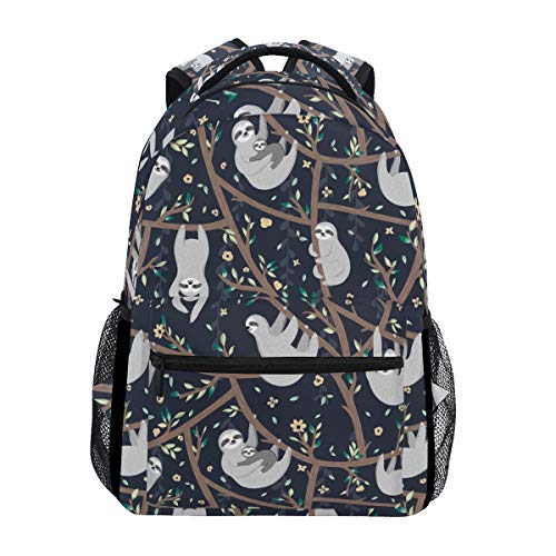 Baby-Faultier-Baum-Rucksack, wasserdichte Schultertasche, Turnbeutel, Blumen-Blätter, Laptop-Tasche, lässiger Tagesrucksack, Outdoor-Reise, Sporttasche für Kinder, Jungen, Mädchen, Damen, Herren von Fender