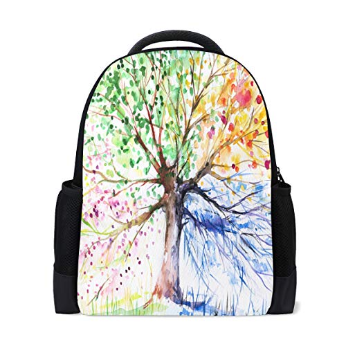 Bunter Baum des Lebens Reise Laptop Rucksack Schule Buch Tasche Regenbogen Blumen Casual Daypack Outdoor Business Wanderrucksäcke Camping Schultertaschen für Studenten Frauen Herren von Fender