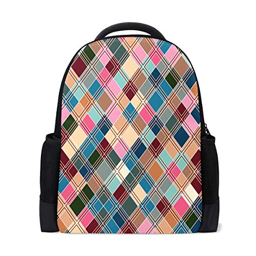 Colorful Tartan Pattern Travel Laptop Rucksack School Book Bag Buffalo Plaid Casual Daypack Outdoor Business Wandern Rucksäcke Camping Schultertaschen für Studenten Damen Herren von Fender
