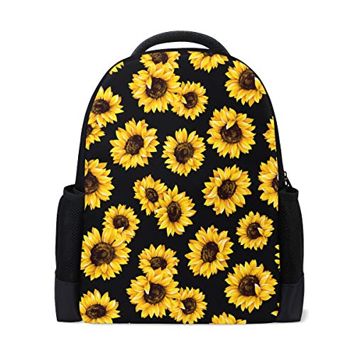 Gelbe Sonnenblumen-Reiserucksack für Laptops, Schule, Buchtasche, Herbst-Blumen-Blumenmuster, Tagesrucksack, Outdoor, Business, Wandern, Campen, Schultertaschen für Studenten, Frauen, Herren von Fender