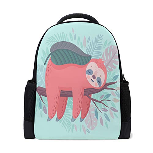 Handgezeichneter Faultier Reise Laptop Rucksack Schule Buch Tasche Palme Cute Animal Causal Daypack Outdoor Business Wanderrucksäcke Camping Schultertaschen für Studenten Frauen Herren von Wamika