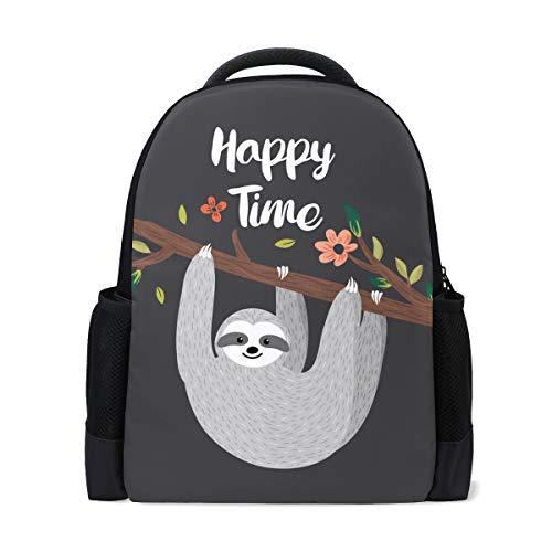 Happy Time Hängende Faultier Reise Laptop Rucksack Schule Buch Tasche Tropische Baum Blume Lforal Causal Daypack Outdoor Business Wanderrucksäcke Camping Schultertaschen für Studenten Frauen Herren von Fender