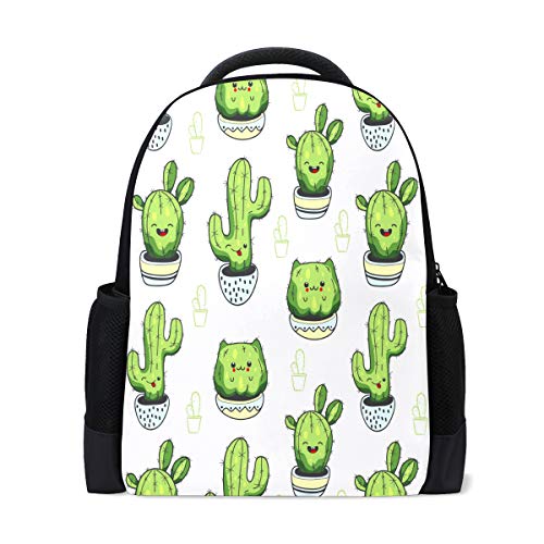 Kawaii Kakteen Sukkulenten Reise Laptop Rucksack Schule Büchertasche Grün Pflanze Freizeitrucksack Outdoor Business Wanderrucksäcke Camping Schultertaschen für Damen Herren von Fender