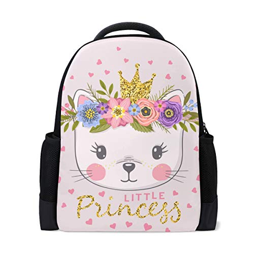 Little Princess Laptop-Rucksack für Schule, Buchtasche, Bunte Blumen, Tiere, Herz, Outdoor, Business, Wandern, Rucksäcke für Studenten, Damen, Herren von Fender