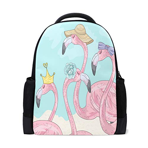 Nette Flamingos Reise Laptop Rucksack Schule Buch Tasche Pink Vogel Tier Strand Freizeitrucksack Outdoor Business Wanderrucksäcke Camping Schultertaschen für Studenten Frauen Herren von Wamika