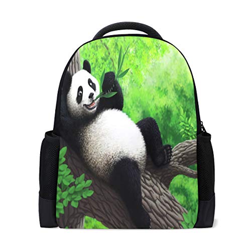 Pandatree Bambus Reise Laptop Rucksack Schule Büchertasche grün Tier Freizeitrucksack Outdoor Business Wanderrucksäcke Camping Schultertaschen für Studenten Frauen Herren von Wamika