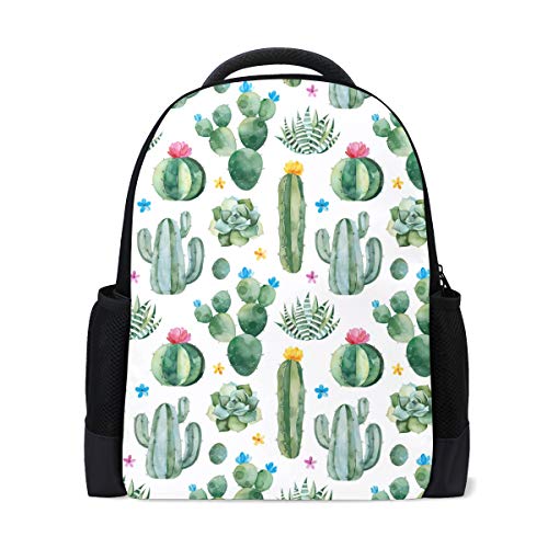 Rucksack, Motiv: grüne Kaktussukkulenten, Reisen, Laptop, Schule, Buchtasche, tropische Blumen, lässiger Tagesrucksack, Outdoor, Business, Wanderrucksack, Camping, Schultertaschen für Studenten, Frauen, Herren von Fender