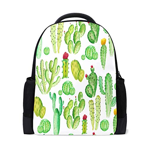 Rucksack mit Wasserfarbe, tropischer Kaktus, für Reisen, Laptop, Schule, Buchtasche, grüne Pflanzen, Sukkulenten, Freizeitrucksack für Outdoor-Aktivitäten, Wandern, Campen, Schultertaschen für Damen und Herren von Wamika