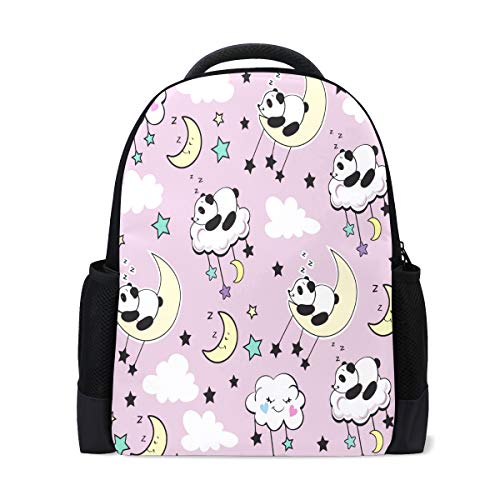 Süßer Panda Bär Reise Laptop Rucksack Schule Buch Tasche Tier Stern Mond Causal Daypack Outdoor Business Wanderrucksäcke Camping Schultertaschen für Studenten Frauen Herren von Wamika