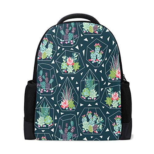 Sukkulenten Kakteen Reise Laptop Rucksack Schule Buch Tasche Tropical Green Plant Causal Daypack Outdoor Business Wanderrucksäcke Camping Schultertaschen für Studenten Frauen Herren von Fender