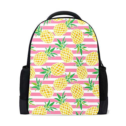 Summer Ananas Reiserucksack für Laptop, Schule, Buchtasche, Tropische grüne Blätter, Obst, Outdoor, Business, Wandern, Rucksäcke für Camping, für Studenten, Damen, Herren von Fender