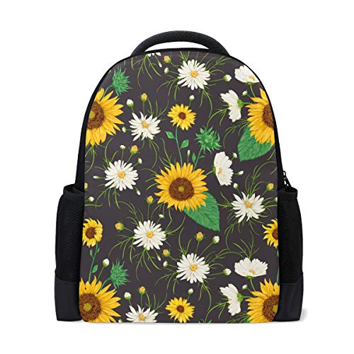 Sunflowers Floral Reise Laptop Rucksack Schule Buch Tasche Weiß Kamille Blumen Causal Daypack Outdoor Business Wanderrucksäcke Camping Schultertaschen für Damen Herren von Fender