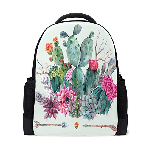 Vintage Tropical Kaktus Bouquet Reise Laptop Rucksack Schule Büchertasche Blume Grün Pflanze Freizeitrucksack Outdoor Business Wanderrucksäcke Camping Schultertaschen für Damen Herren von Wamika