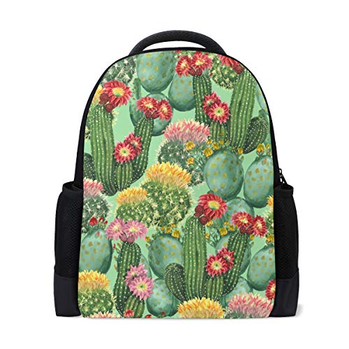 Watercolor Kakteen Reise Laptop Rucksack Schule Büchertasche Blume Pflanzen Grün Sukkulenten Freizeitrucksack Outdoor Business Wanderrucksäcke Camping Schultertaschen für Damen Herren von Wamika