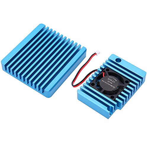 Aluminium-Kühlkörper-Kit, Blauer Kühlkörper-Kühler mit Mini-Lüfter-Kühlrippen-Kühler für NanoPi R2S von WanRomJun