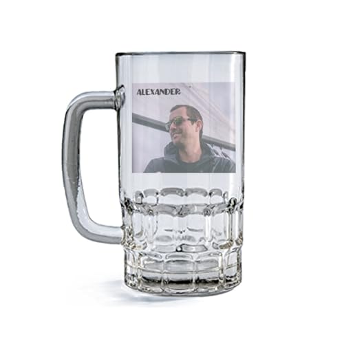 Wanapix | Bierglas Personalisiert mit Foto und Text | Bierkrüge aus Glas | 500 ml | Bierkrüge zum Verschenken | 100% Personalisierte von Wanapix