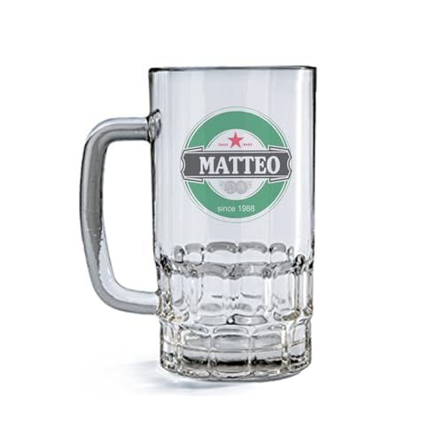 Wanapix | Bierglas Personalisiert mit Text | Bierkrüge aus Glas | 500 ml | Bierkrüge zum Verschenken | Grün von Wanapix