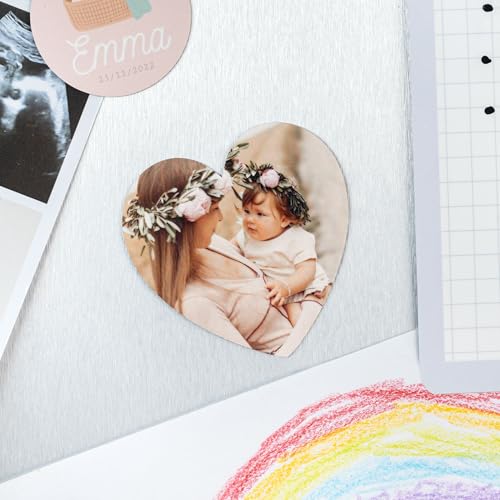 Wanapix | Flexibler, personalisierter herzförmiger Magnet 15 cm | Flexible personalisierte Fotomagnete | Magnete für Kühlschränke und Gefrierschränke | Gestalte mit Bild, Logo oder Texten von Wanapix