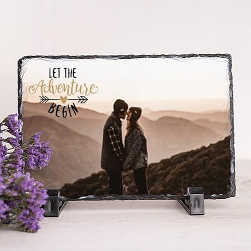 Wanapix | Foto auf Schieferplatte | Einschließlich Stützfuß | Mit Foto und Text Personalisieren| 14x9cm | 100% Personalisiert von Wanapix