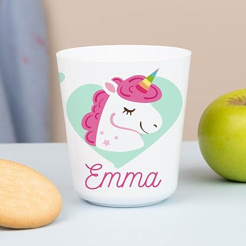 Wanapix | Kunststoffbecher mit Namen für Kinder | Unzerbrechlicher Trinkbecher Personalisierter | Schule/Kindergarten| BPA freier | 235ml | Einhorn von Wanapix