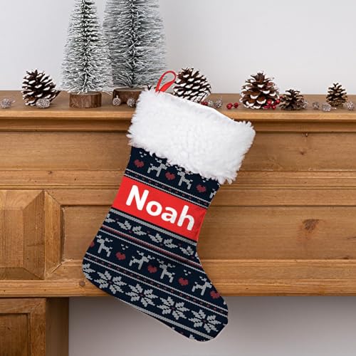 Wanapix | Nikolausstiefel Personalisiert mit Name | Nikolausstrumpf | Deko Weihnachten | Bändchen zum Aufhängen | 21x43cm | Weihnachten von Wanapix