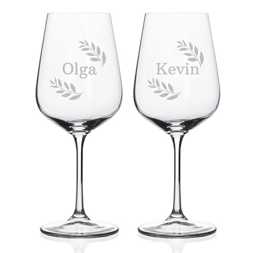 Wanapix | Personalisierte 2er Pack Weingläser mit Namen | Gravierten Weinglas | Böhmisches Kristall | Originelles Geschenk für Paare | Jahrestag | 45cl. | Name Wanapix | Personalisierte 2er Pack Weingläser mit Namen | Gravierten Weinglas | Böhmisches Kristall | Originelles Geschenk für Paare | Jahrestag | 45cl. | Name von Wanapix