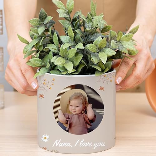 Wanapix | Personalisierte Blumenvase Groß | Geschenk zum Muttertag, zur Kommunion, Hochzeit oder Taufe | Vase mit Namen oder Foto | Keramik | Oma von Wanapix