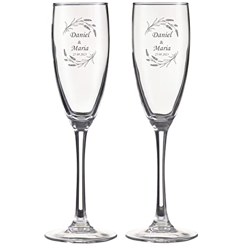 Wanapix |Personalisierte Sektgläser mit Namen | Gravierten Sekt-Glas | Originelles Geschenk für Paare | Jahrestag/Hochzeit | Kristall - 20cl. von Wanapix