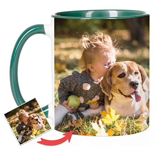 Wanapix | Personalisierte Tasse mit Foto/Text | Bedrucken/Fototasse/Motivtasse/Werbetasse/Firmentasse | Personalisierte Geschenke | 325ml | Becher aus Keramik | GRÜN von Wanapix