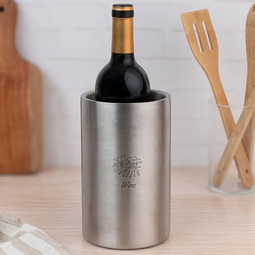 Wanapix | Personalisierter Flaschenkühler | Motiv Wine | Wiederverwendbarer Edelstahl | Mit Text und Namen von Wanapix