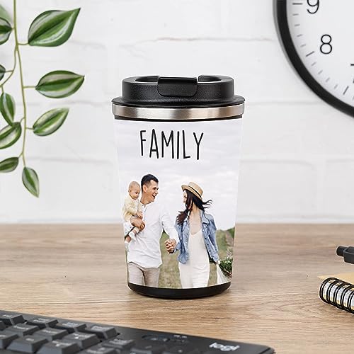 Wanapix | Personalisierter Thermosbecher 350 ml | Kaffeebecher mit Foto und Text | Coffee to go | BPA-fre | Rostfreier Stahl | 100% Personalisiert Schwarz von Wanapix